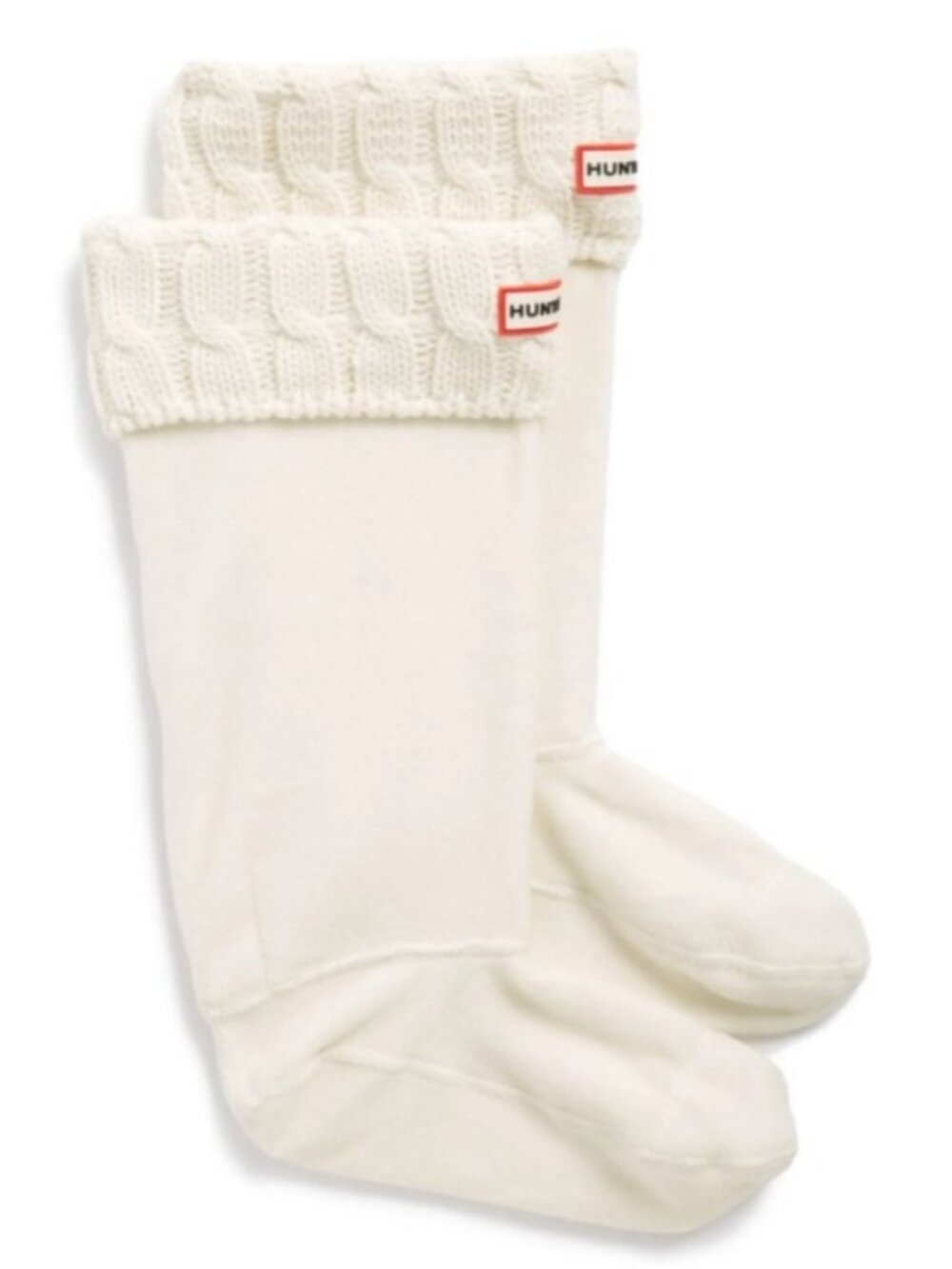 Hunter 6 Stitch Cable Tall Boot Socks in White/Ivory Large